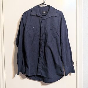 Ike Behar New York Men's Micro-Check Button Down - Navy/Tan - Size M